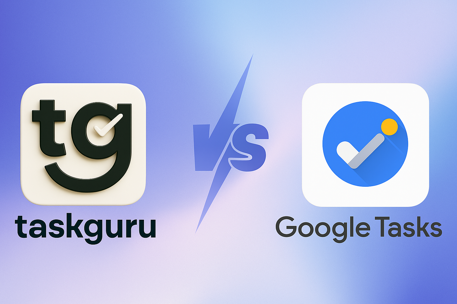 TaskGuru vs Google Tasks comparison visualization showing professional vs simple features